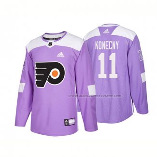 Maillot Hockey Philadelphia Flyers Travis Konecny Authentique 2018 Fights Cancer Volet