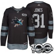 Maillot Hockey San Jose Sharks Martin Jones 1917-2017 100th Anniversaire Noir