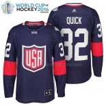 Maillot Hockey USA Jonathan Quick Premier 2016 World Cup Bleu